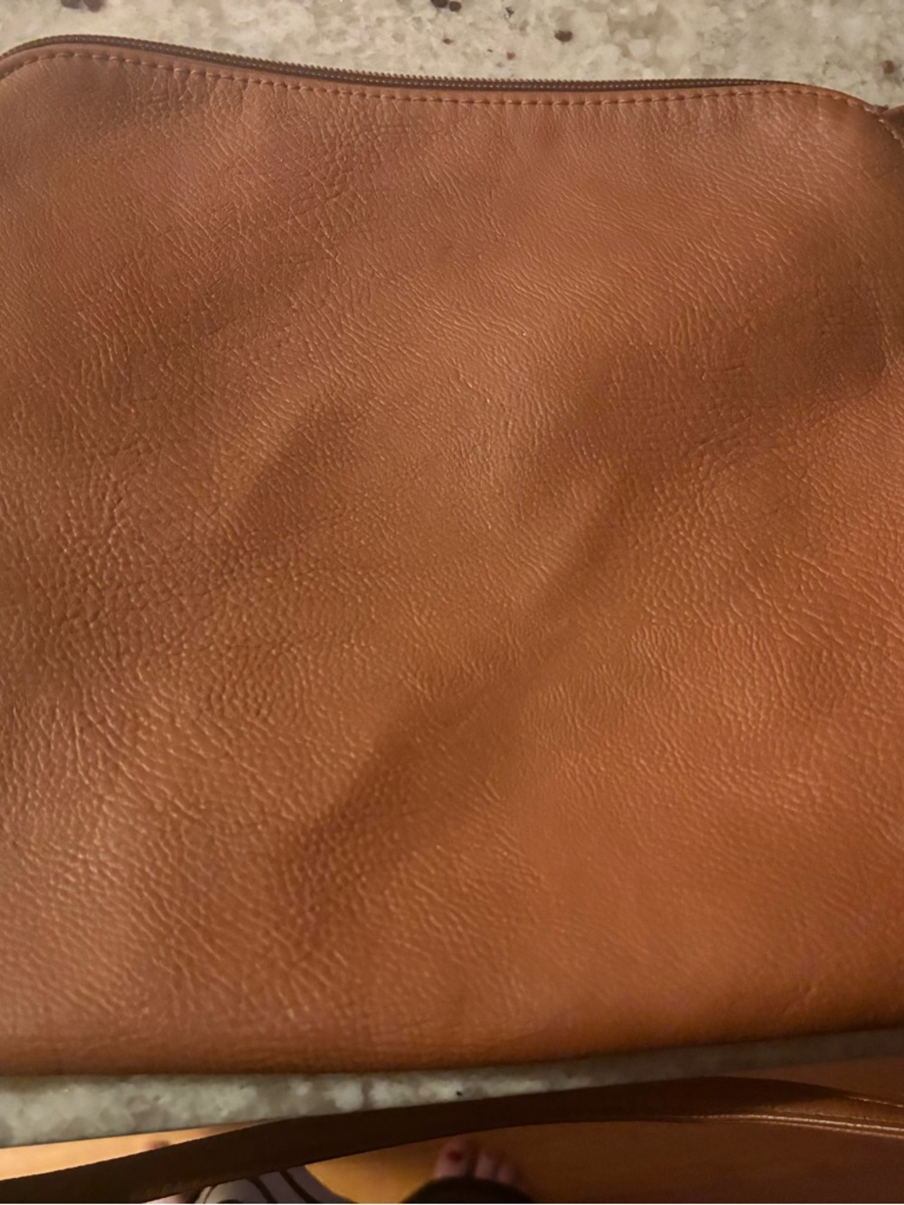 Cognac Crossbody Purse Tassel Detail Vegan Leather Bag - Picture 5 of 6